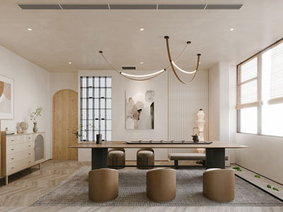 侘寂风多功能茶室3d模型 侘寂风多功能茶室