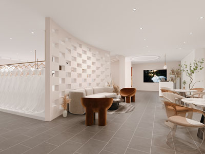 现代奶油风婚纱店接待区 洽谈区