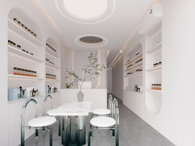 现代奶油风美容院接待区