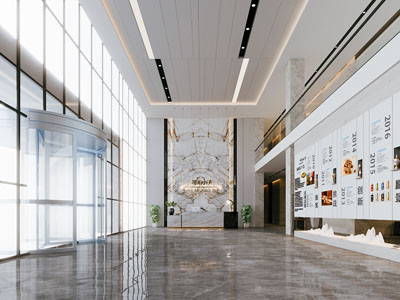 现代公司大厅前台接待区