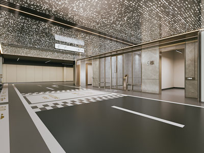 现代地下停车场道路 电梯间