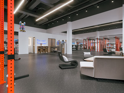 工业风loft健身房 休息区3d模型 工业风loft健身房 休息区