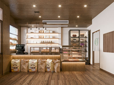 现代原木风烘焙店3d模型 现代原木风烘焙店