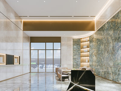 现代轻奢大堂前台接待区