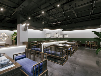 新中式饭店餐馆就餐区