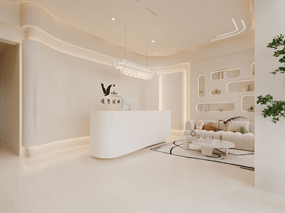 现代奶油风美容院前台接待区