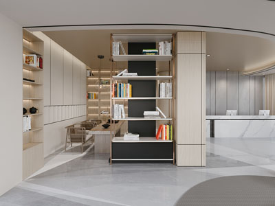 现代图书馆大堂前台接待区