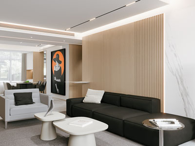 现代客厅餐厅3d模型 现代客厅餐厅