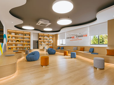 现代社区图书馆 阅览室3d模型 现代社区图书馆 阅览室