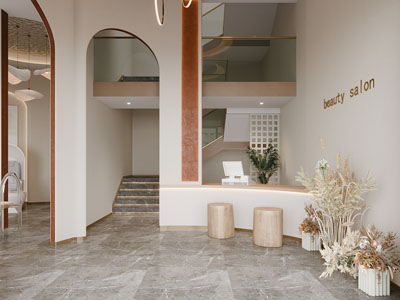 现代美容院大厅前台接待