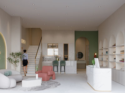 现代轻奢美容院前台接待区