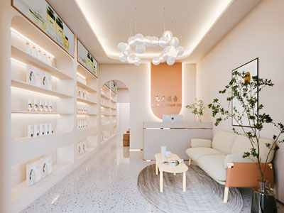 现代美容院前台接待区