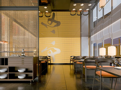 新中式饭店餐馆就餐区