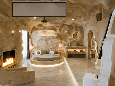 侘寂风熔洞酒店客房 洞穴