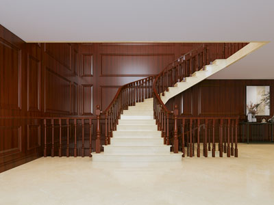 新中式原木中古风旋转楼梯3d模型 新中式原木中古风旋转楼梯