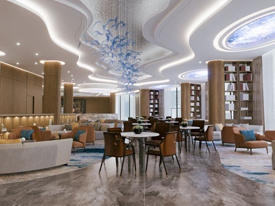 新中式售楼处大堂接待区 洽谈区