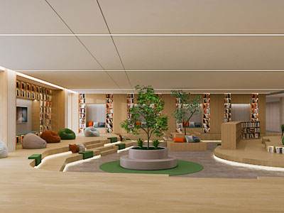 现代图书馆 阅览室 书吧3d模型 现代图书馆 阅览室 书吧