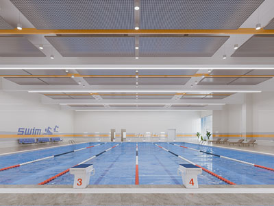 现代室内游泳馆3d模型 现代室内游泳馆