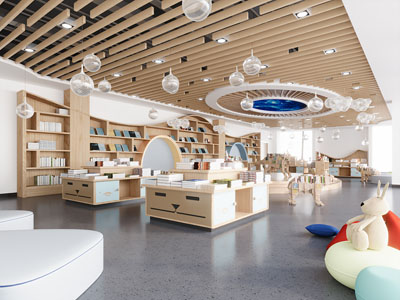 现代儿童图书馆 阅览室 书吧3d模型 现代儿童图书馆 阅览室 书吧