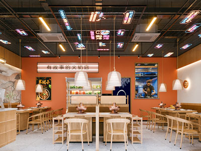 工业风loft饭店餐馆 火锅店就餐区3d模型 工业风loft饭店餐馆 火锅店就餐区