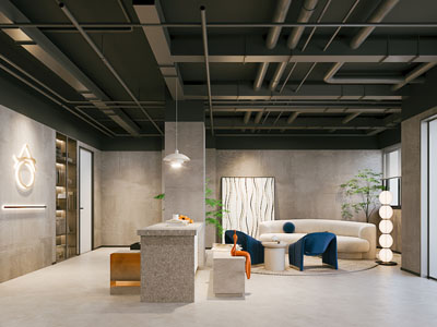 侘寂风公司前台接待区