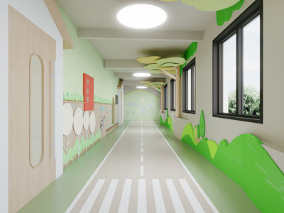 现代幼儿园走廊过道