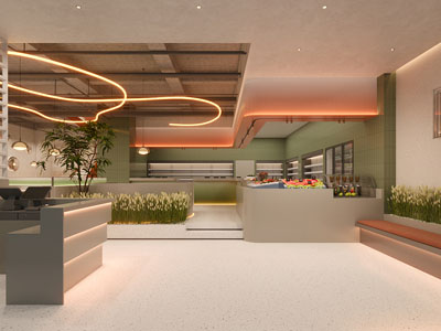 现代饭店餐馆植物花园饭店餐馆