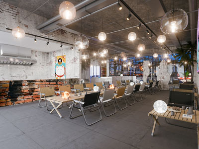 工业风loft饭店餐馆就餐区