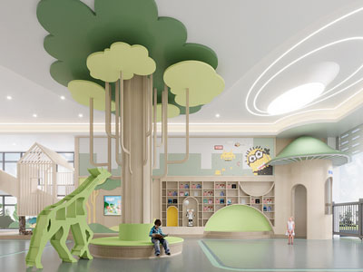 现代幼儿园 图书馆3d模型 现代幼儿园 图书馆