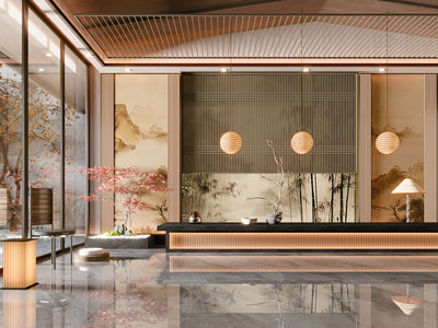 新中式大堂前台接待区