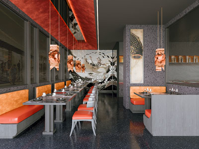 新中式饭店餐馆就餐区