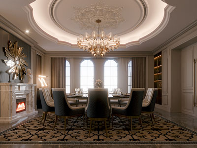 新古典餐厅3d模型 新古典餐厅