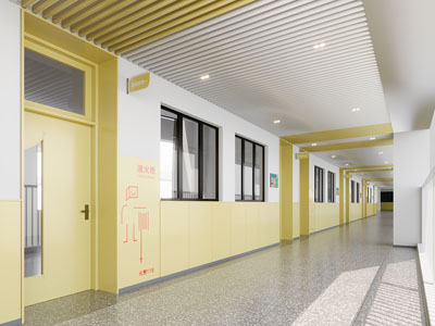 现代学校教学楼走廊过道