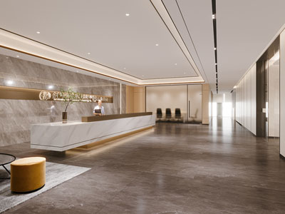 现代公司大厅前台接待区