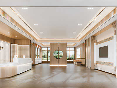 现代中医院大厅前台接待