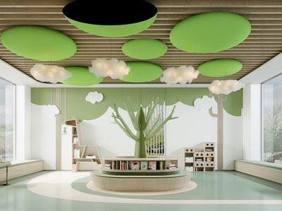 现代幼儿园阅览室 图书馆 书吧3d模型 现代幼儿园阅览室 图书馆 书吧