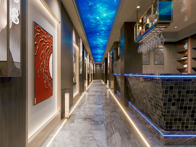 新中式饭店餐馆过道