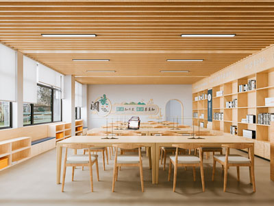 新中式原木风阅览室 图书馆 书吧3d模型 新中式原木风阅览室 图书馆 书吧