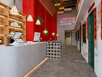 现代复古怀旧饭店餐馆走廊过道