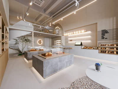 侘寂风烘焙店3d模型 侘寂风烘焙店