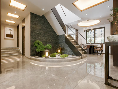 新中式楼梯间3d模型 新中式楼梯间