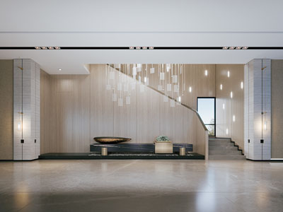 现代大堂楼梯间3d模型 现代大堂楼梯间