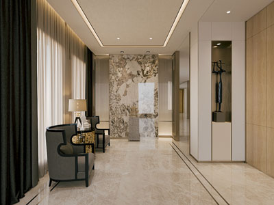 新中式玄关门厅3d模型 新中式玄关门厅