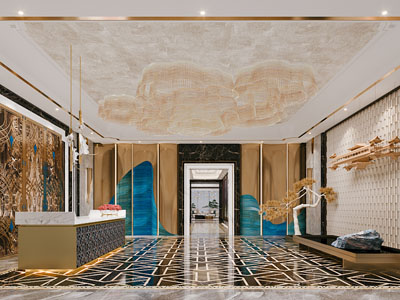 新中式大堂前台接待台