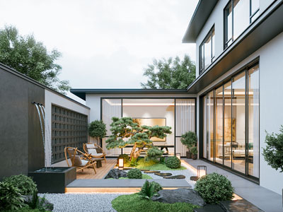 新中式别墅庭院景观园艺小品