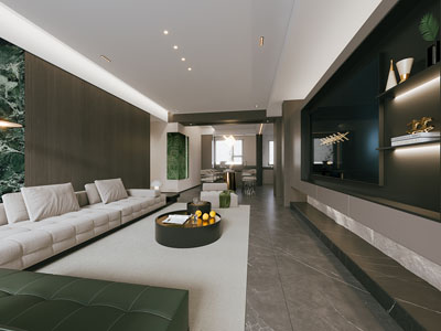 现代客厅餐厅3d模型 现代客厅餐厅