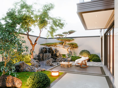 新中式别墅庭院景观园艺小品