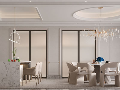 现代厨房餐厅3d模型 现代厨房餐厅