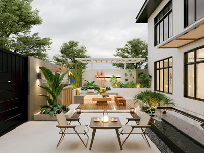 现代别墅庭院景观园艺小品