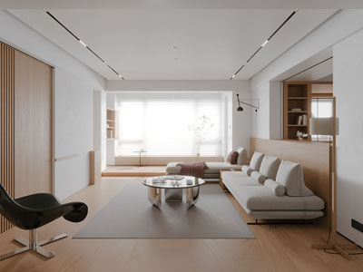 现代奶油风客厅3d模型 现代奶油风客厅